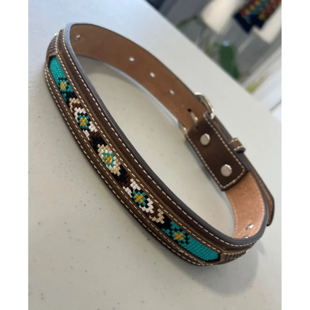 Nocona Southwestern Belt Kids Embroidered Pattern Brown Multi Bohemian Western